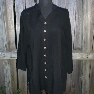 Fridaze black button down shirt with pockets